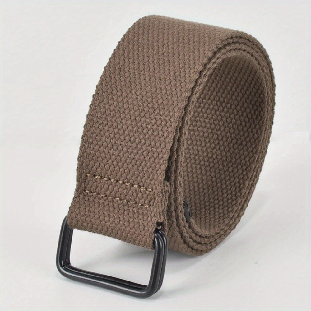 Stylish Canvas Belt with Double Ring Buckle